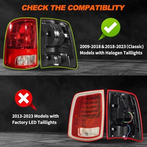 Pair Smoked Tail Lights w/Bulbs for 2009-2018 Dodge Ram Black