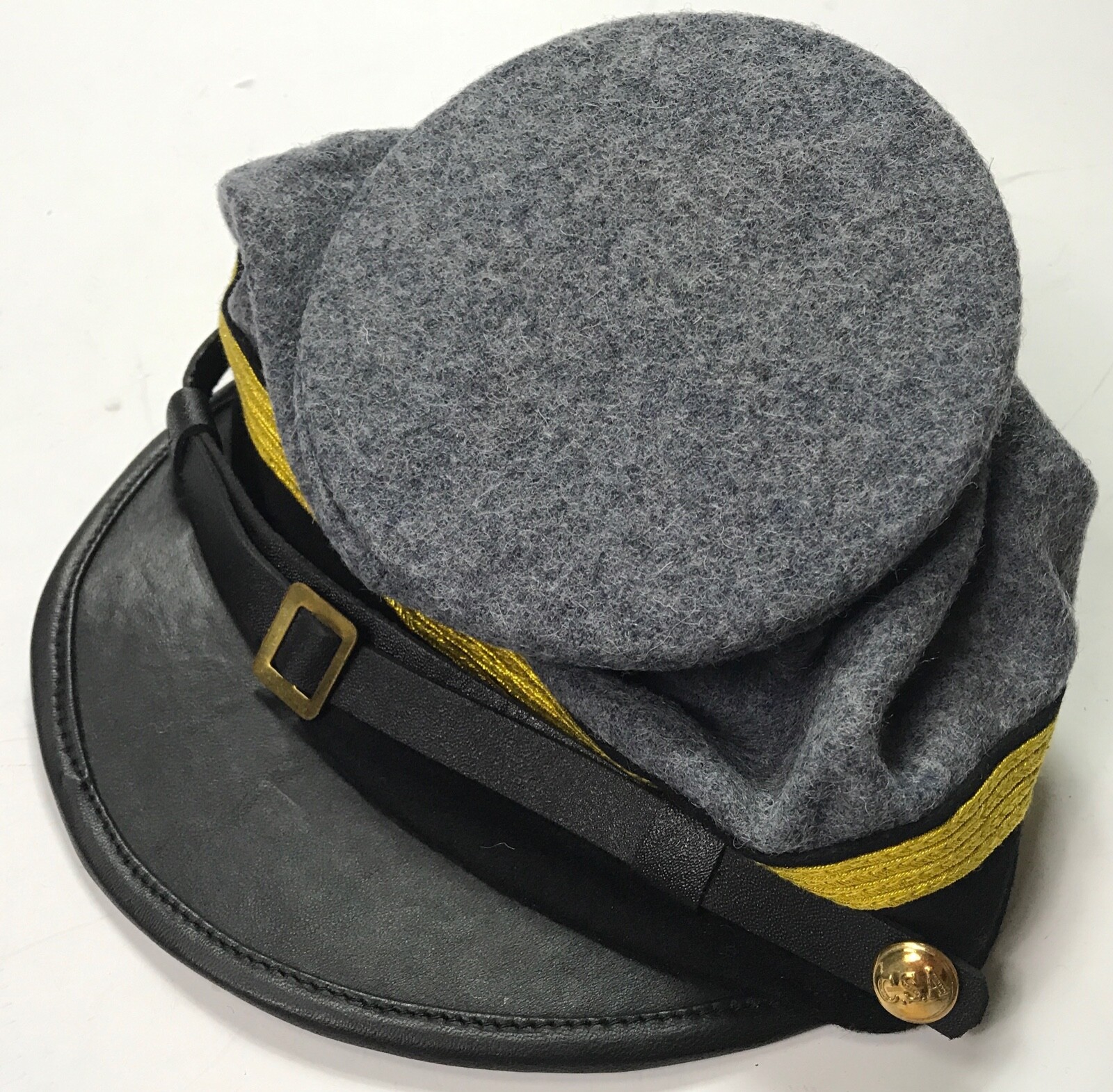 CIVIL WAR CONFEDERATE CSA REBEL GENERAL OFFICER WOOL KEPI BUMMER CAP HAT-XLARGE