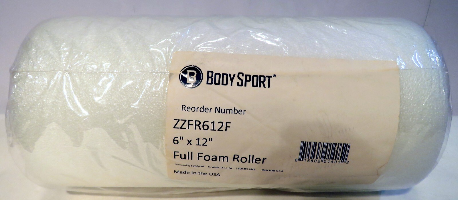 New Full Body Sport Foam Roller  Back Tissue Massage Sports Therapy 6"x12" White