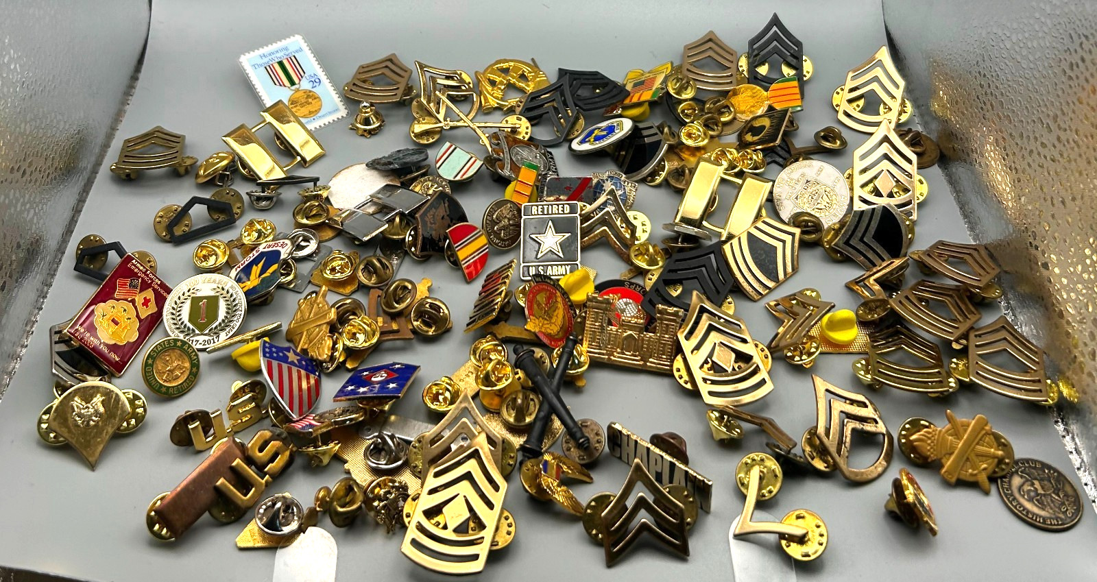 Vietnam War Army Badges, Insignia & Medals Large Group Lot WEIGHS OVER 1 LB