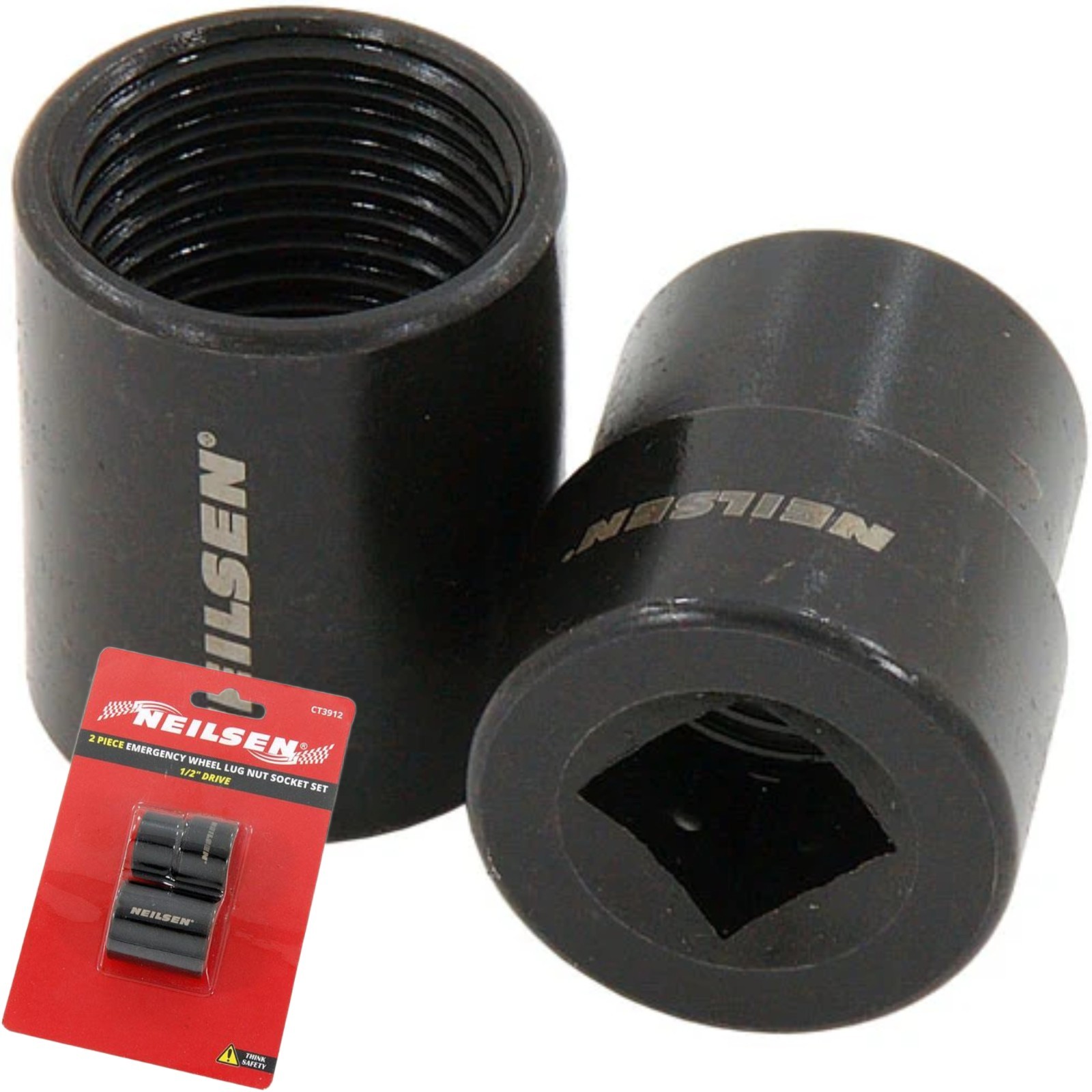 Neilsen Locking Wheel Nut Remover 19 - 26mm Emergency Lug Nut Socket Set 1/2"