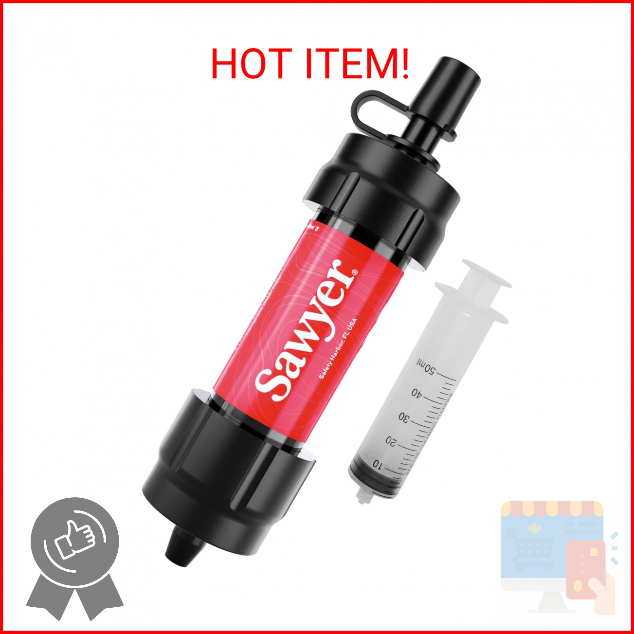 Sawyer Products SP120 Mini Water Filtration System, Filter and Cleaning Plunger