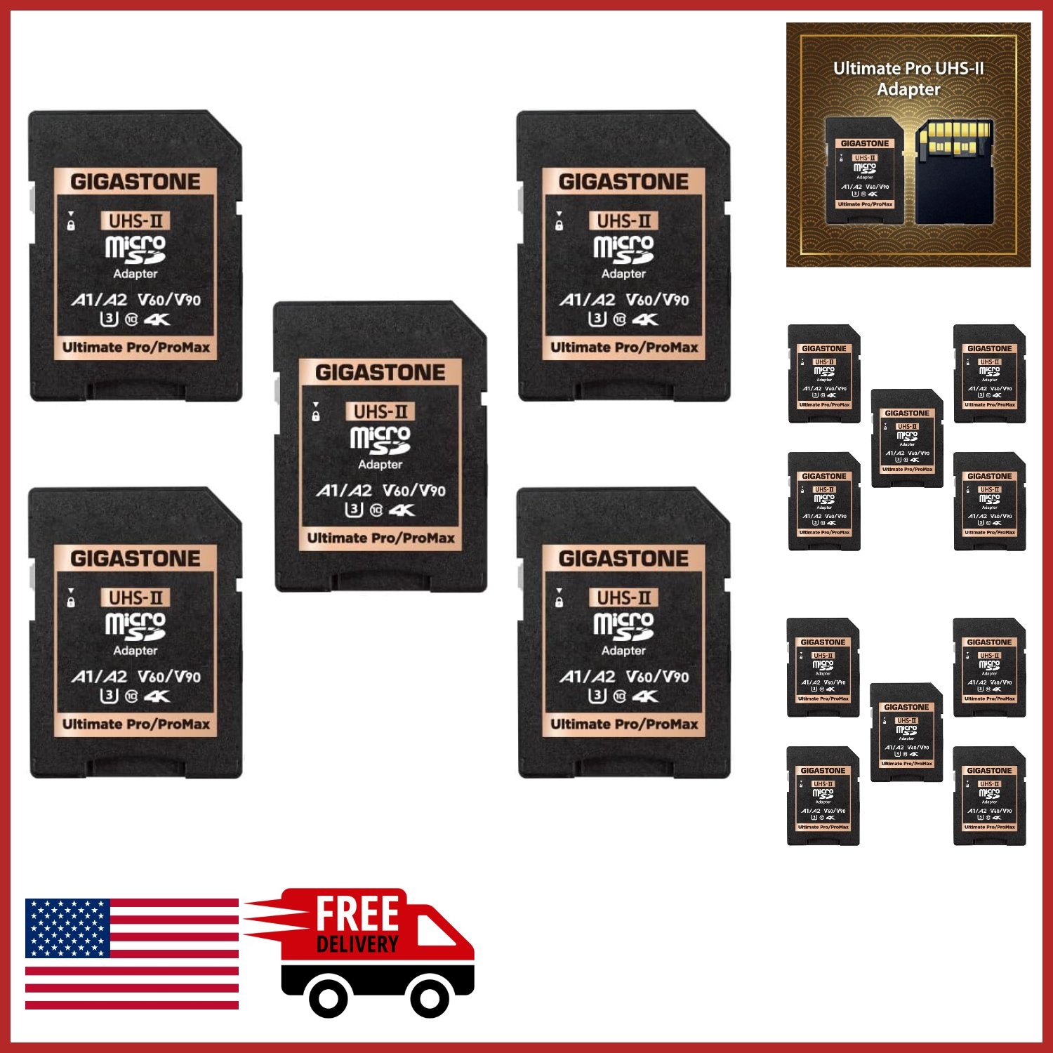 Camera Memory Card Adapter UHS-II MicroSD to SD 5-Pack for Convenience