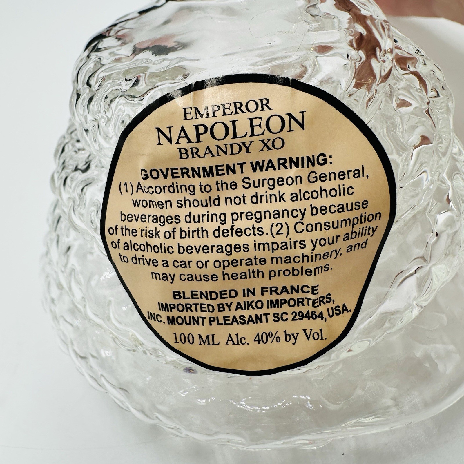 Emperor Napoleon Brandy XO Clear Glass Empty Snake/Cobra Shape Bottle