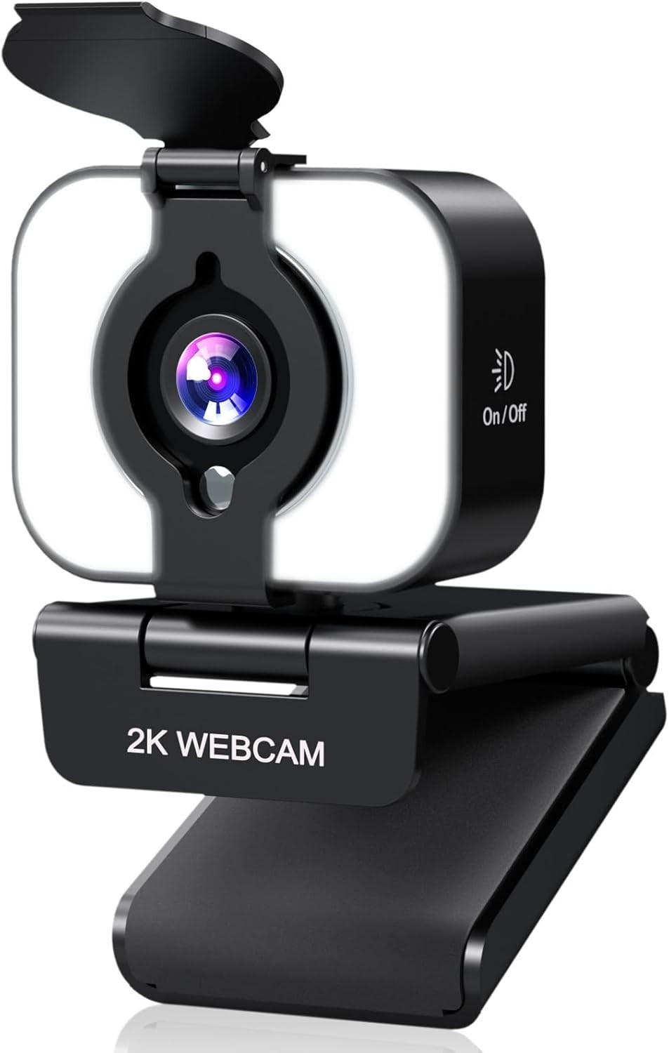 2K Webcam for PC, Web Camera with Microphone, Light, Privacy Cover, Plug and ...