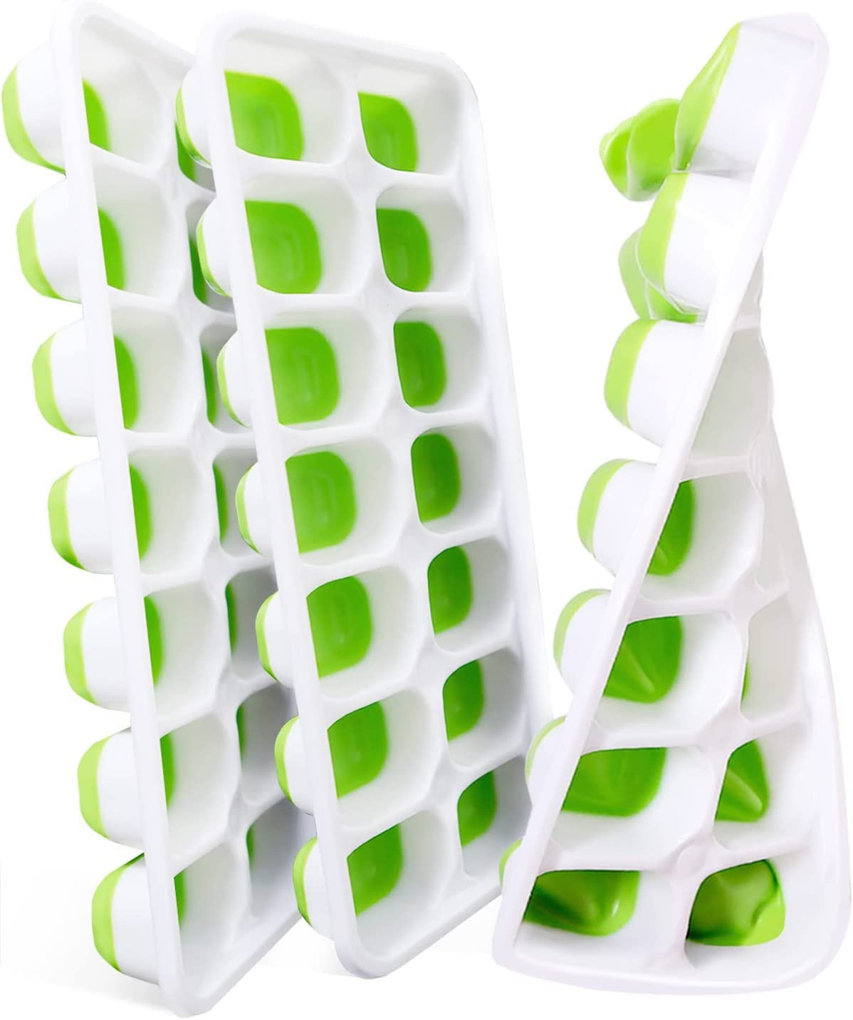 Silicone Ice Cube Trays Reusable Molds Spill-Resistant Removable Lid 3 Pack