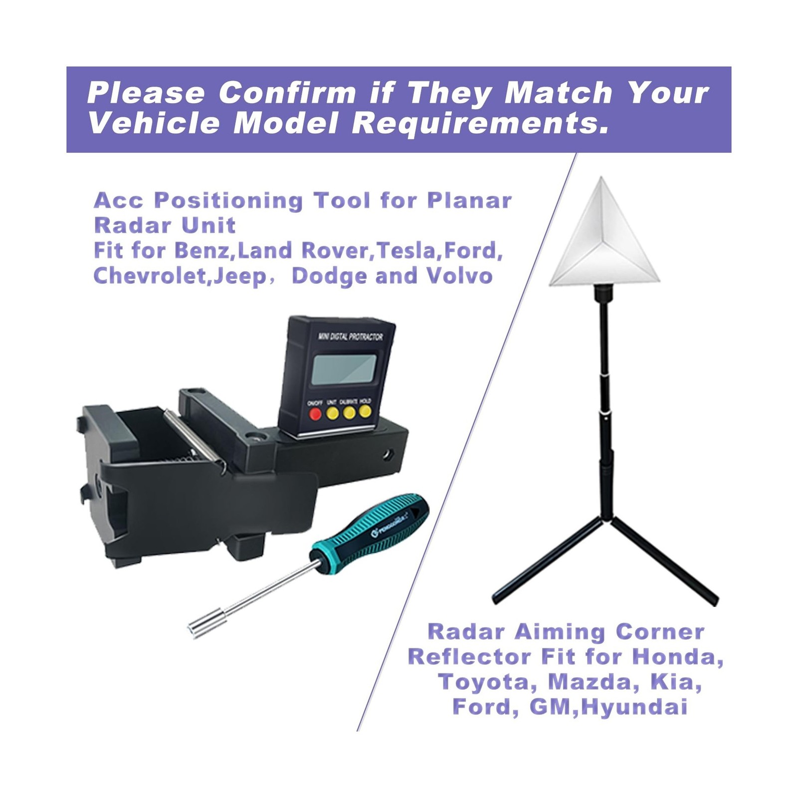 Radar Aiming Corner Reflector Target ADAS Calibration Tool with Stand,ADAS Ca...