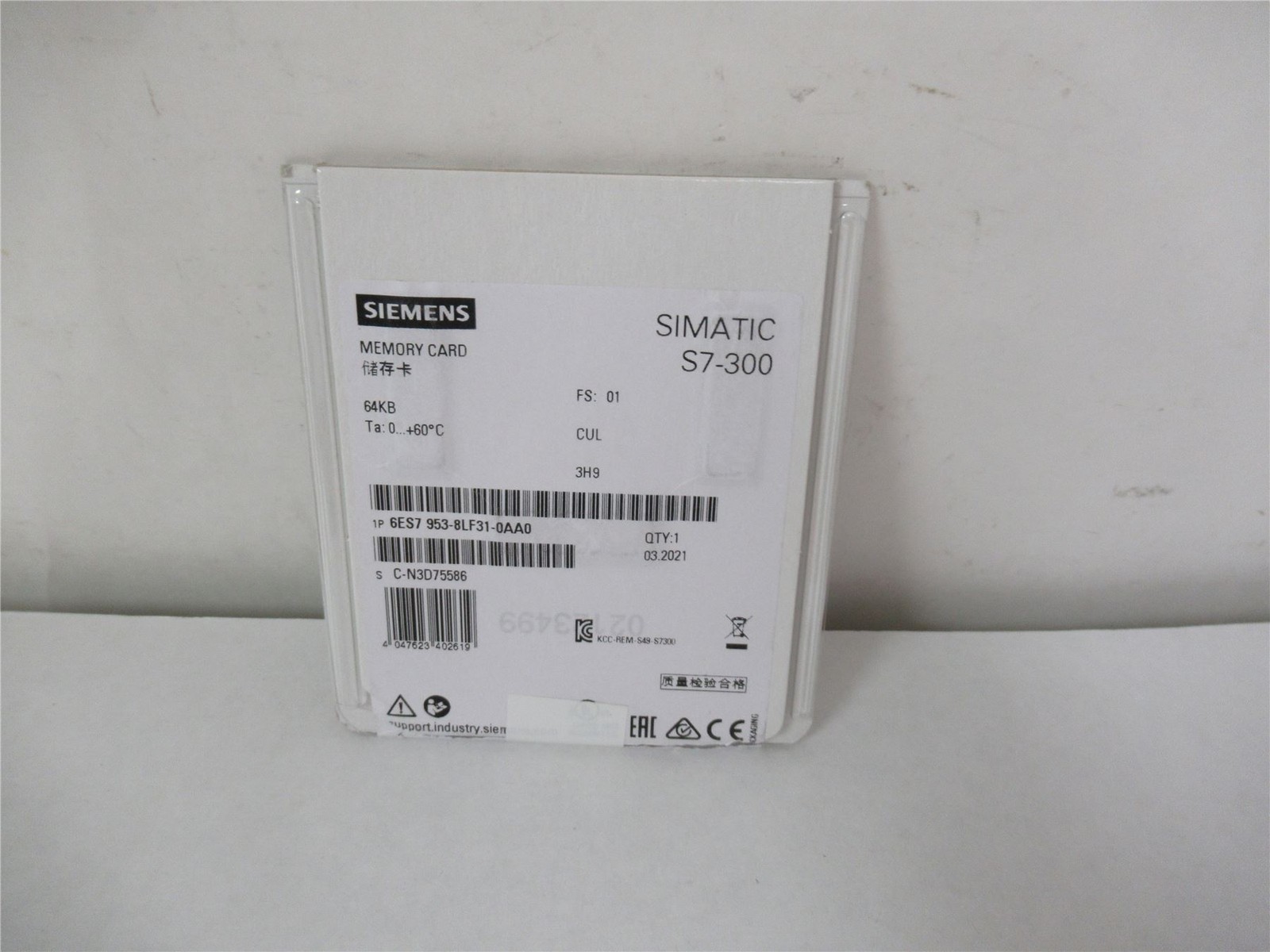 255301 New-No Box; Siemens BES7953-BLF31-0AA0 Micro MemoryCard 3 3V Nflash 64KB