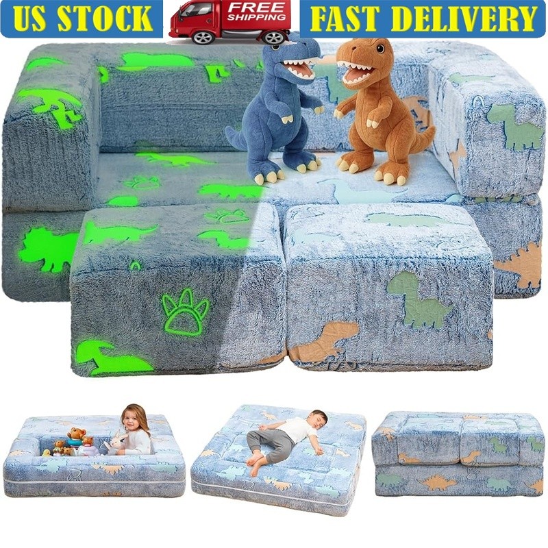 Glow in the Dark Kids Modular Play Couch Soft Foam Toddler Sofa No Assembly New
