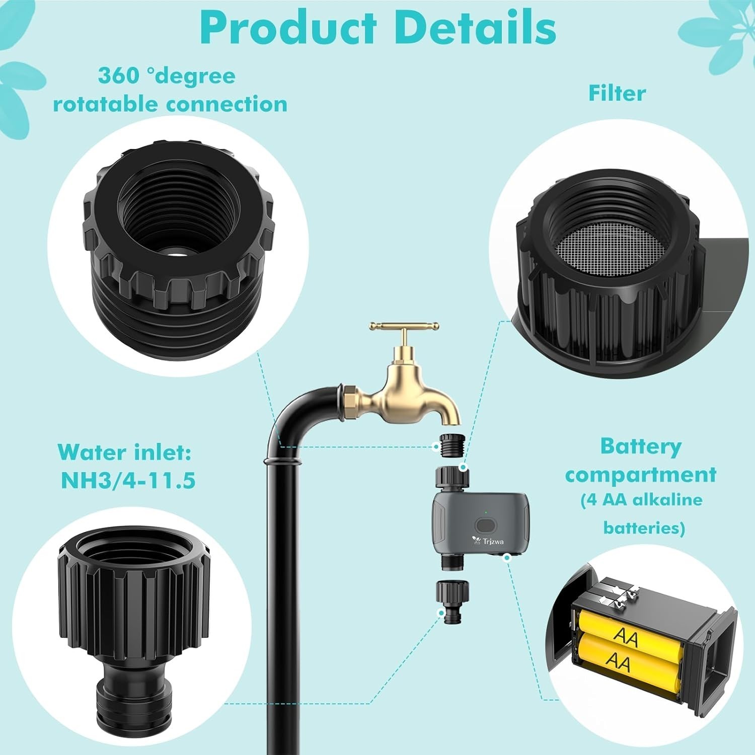 WiFi Sprinkler Controller, Smart Water Timer for Garden/Lawn - APP Control,New,q