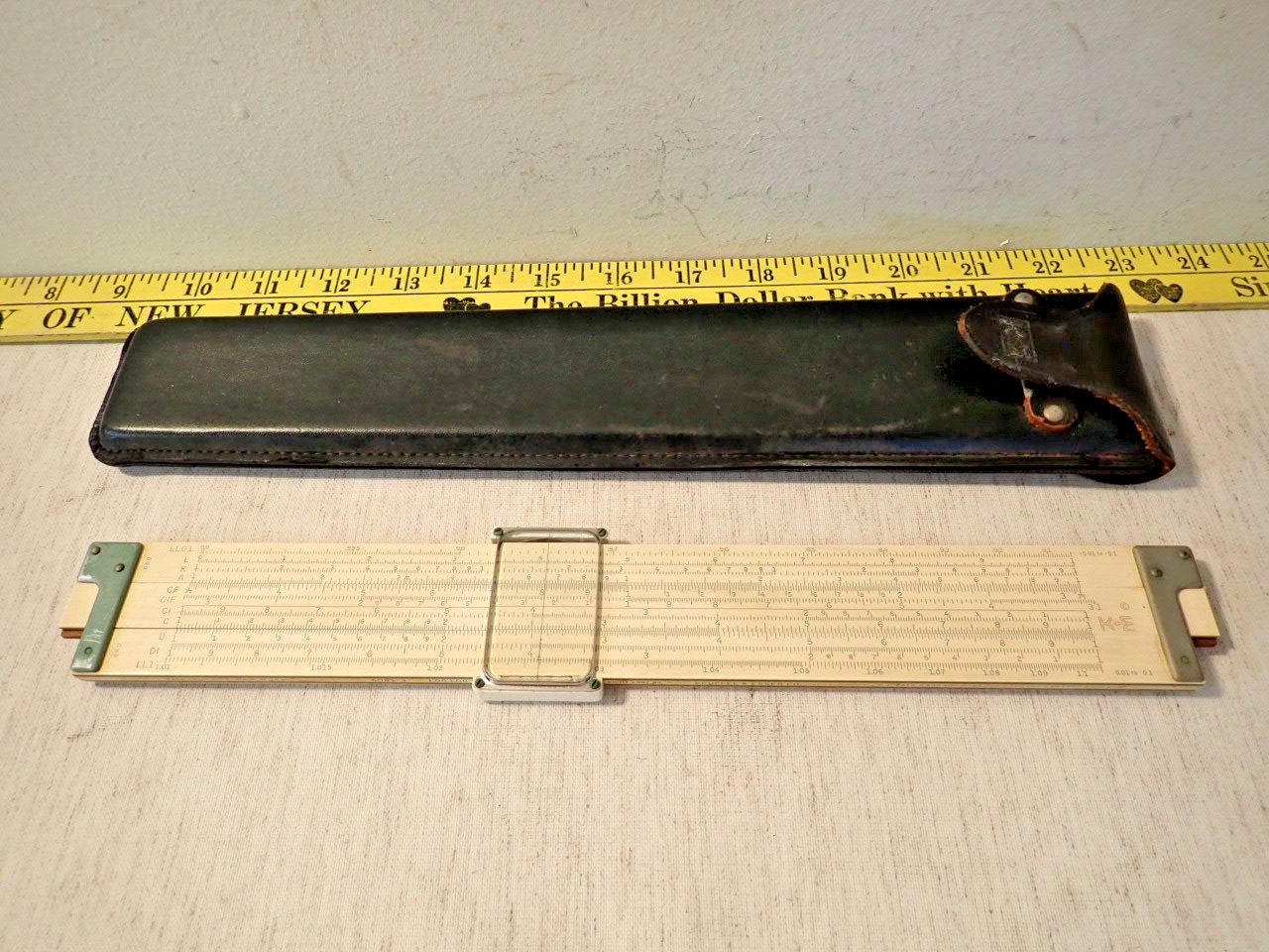 K-E Keuffel & Esser 4081-3 Log Log Duplex Decitrig Slide Rule c1947 Leather Case