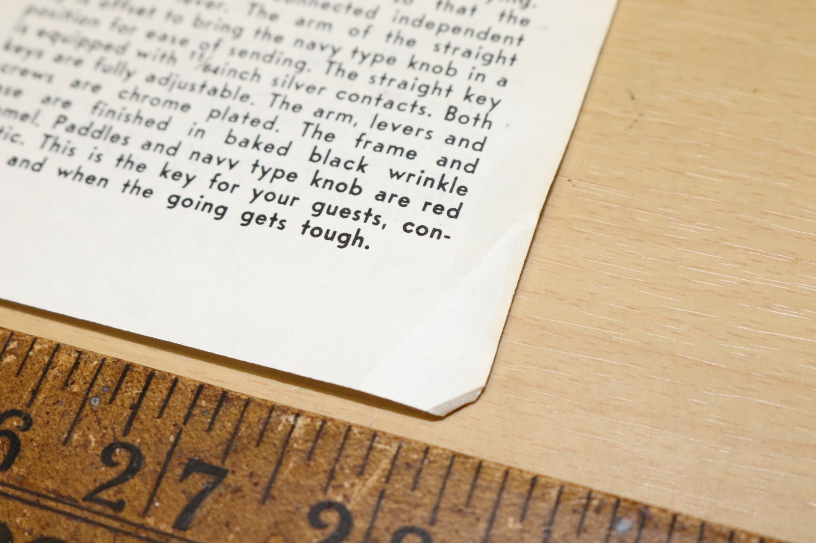 RARE - BROWN PRECISION MADE MORSE CODE KEYS - SALES FLYER - UNFOLDED