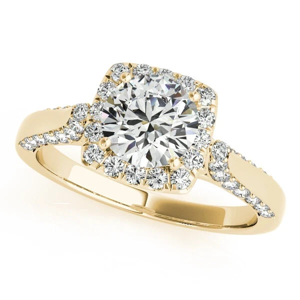 1.75 Ct Diamond Round Cut Lab-Created Halo Engagement Ring 14K Yellow Gold FN