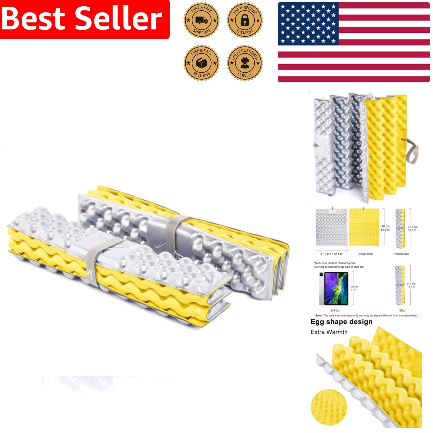 Portable Foam Sleeping Mat 2 Pack Waterproof Moistureproof Outdoor Hiking Picnic