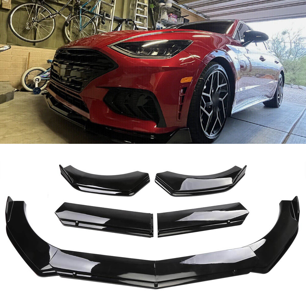 4Pcs Black Front Bumper Lower Lip Splitter Spoiler Body Kit For Hyundai Sonat