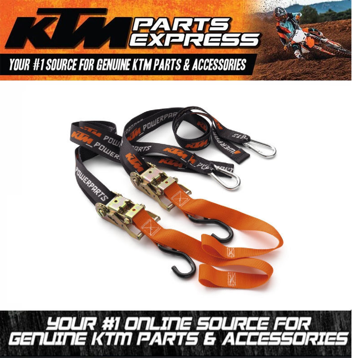 BRAND NEW KTM SOFT TIE DOWNS WITH RATCHET CLIP HOOKS U6910048