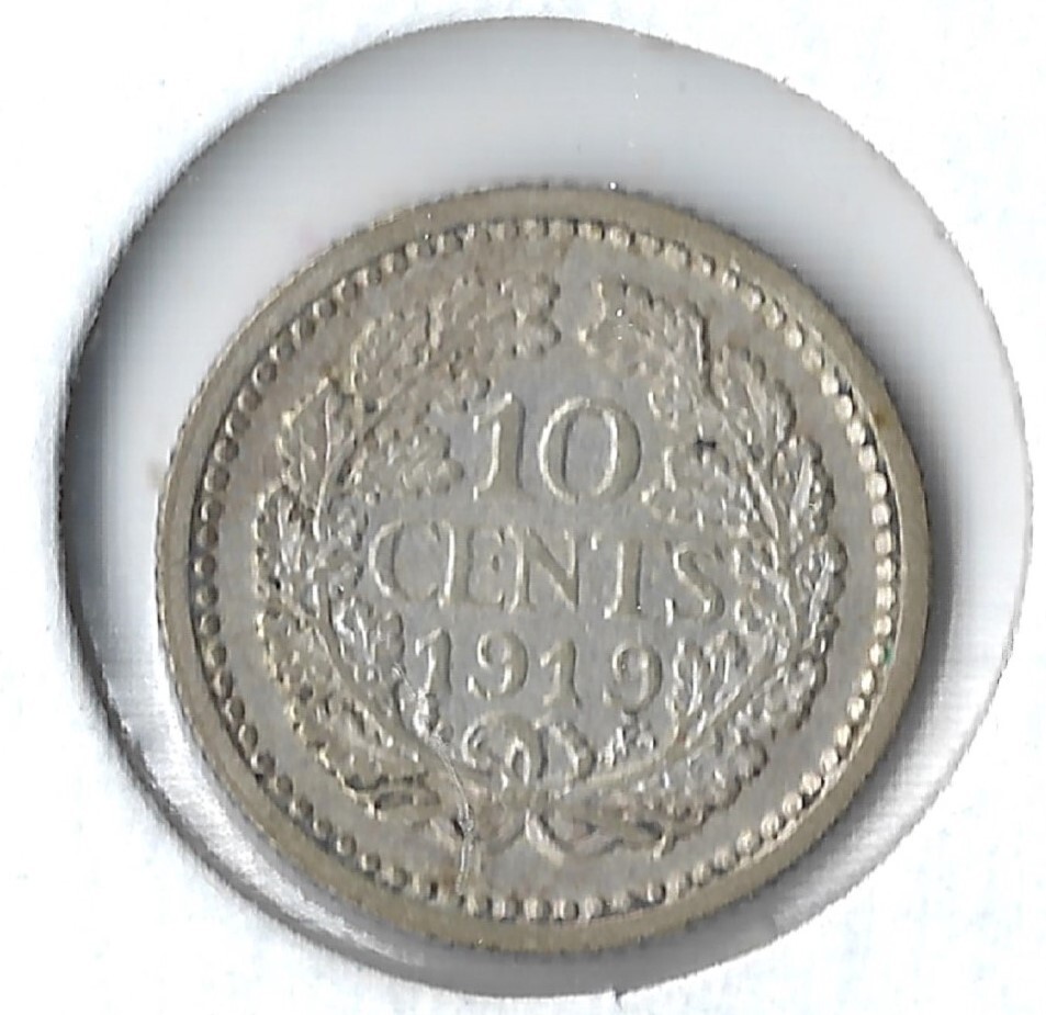 Coin Netherlands 10 Cents 1919 KM145, silver