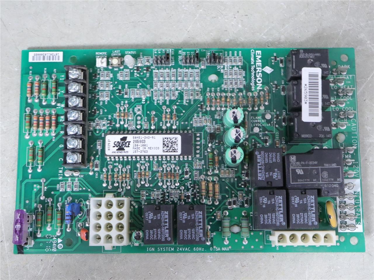LENNOX YORK EMERSON 50M51-242 Furnace Control Circuit Board 265903 SOURCE1