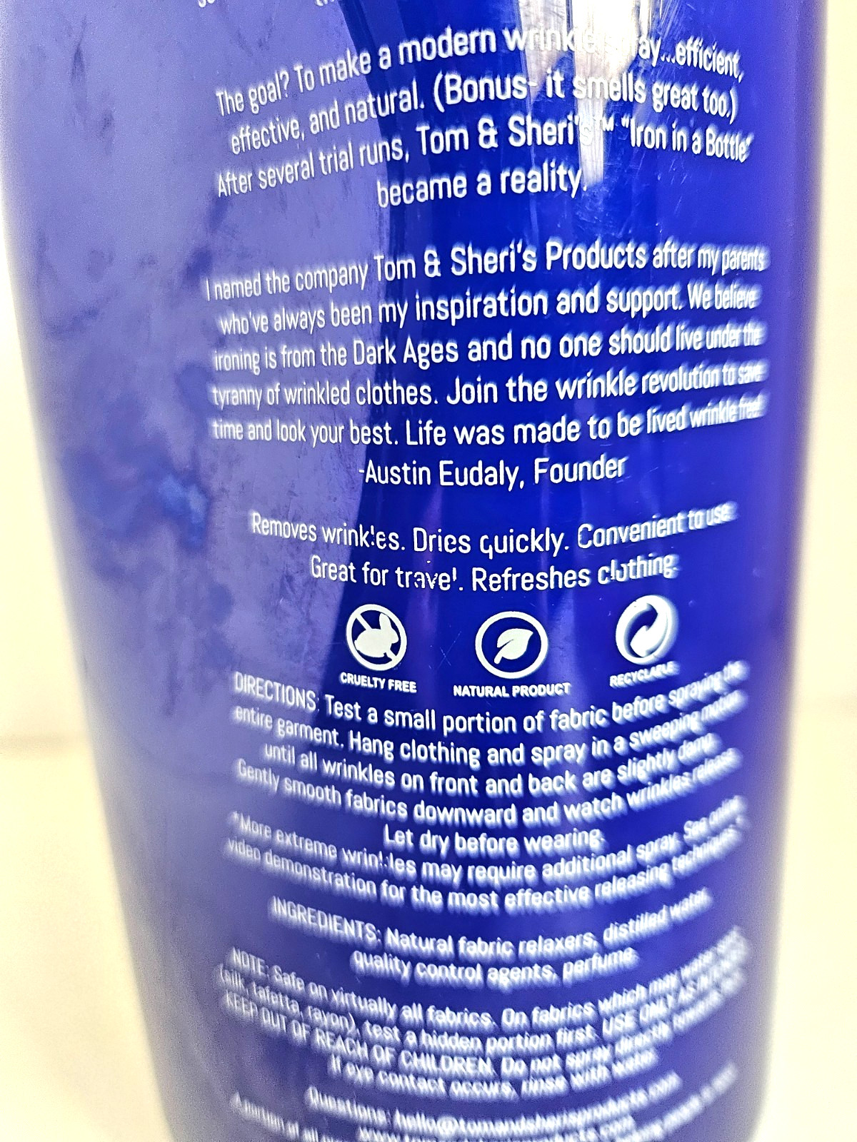 Tom & Sheri's Iron In a Bottle Wrinkle Release 32 oz