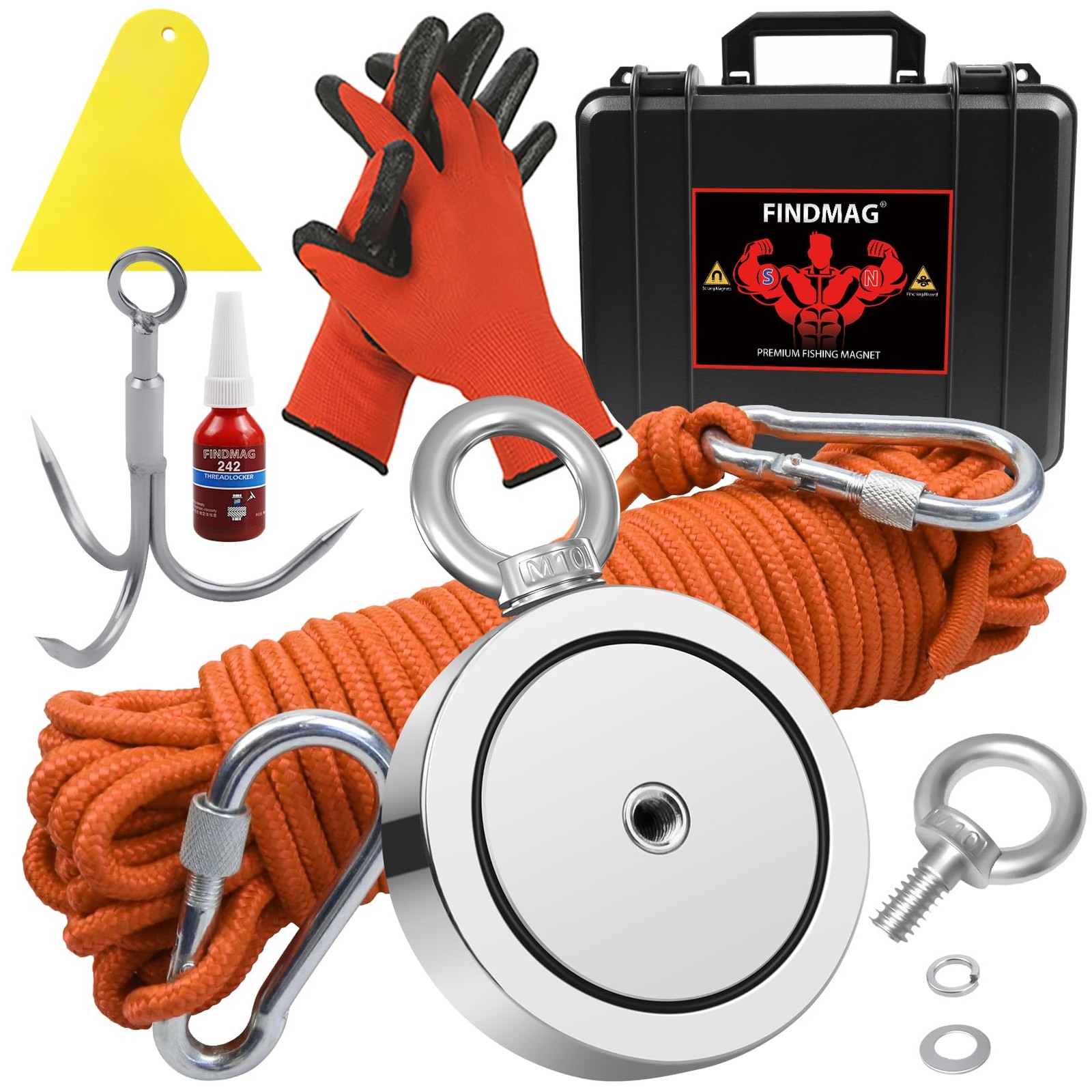 1725 lbs Fishing Magnet Kit, Double Sided Retrieval Magnet with Rope, Super S