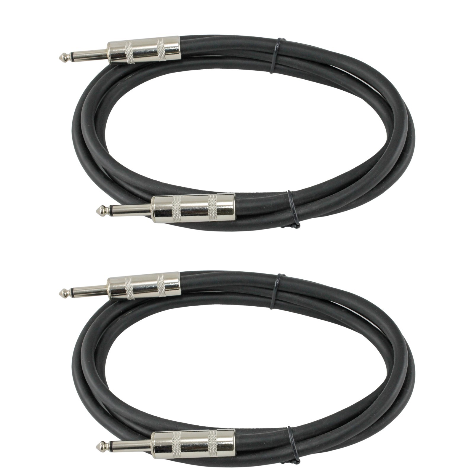 2 PACK pair 12 GA GAUGE 1/4 TO 1/4 MONO MALE PA DJ SPEAKER CABLE CORD 10 ft foot