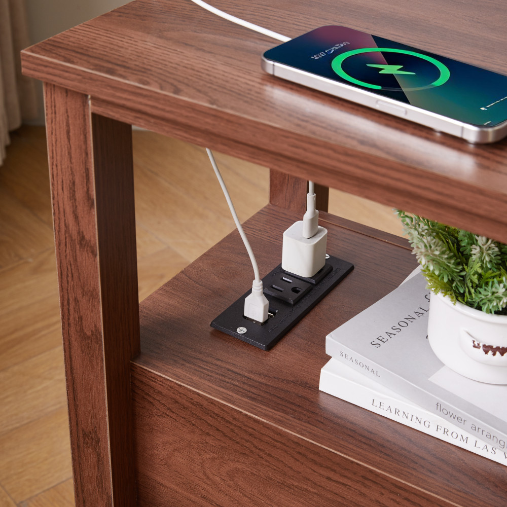 End Table with Charging Station,Side Tables with USB Ports & Outlets,Side Table