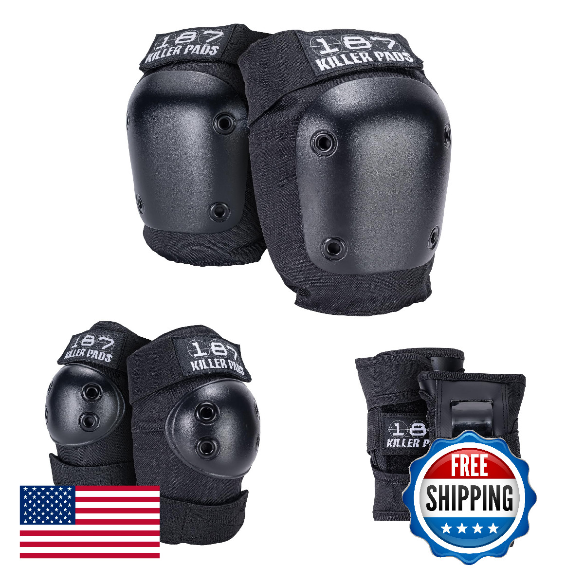 187 Killer Pads Six Pack Pad Set Protective Gear For Elbows Knees And - For