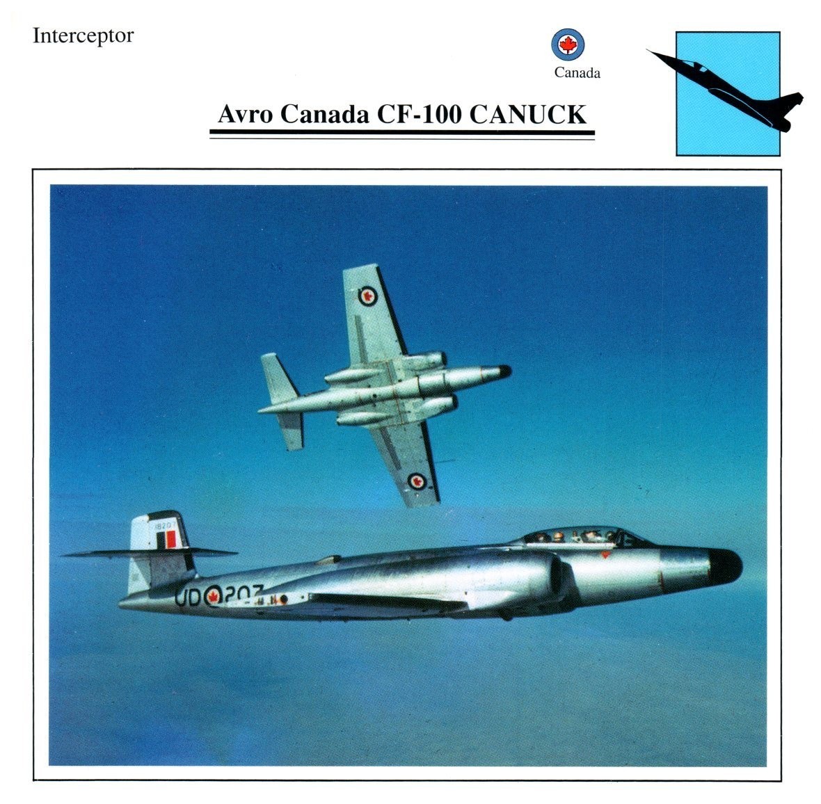 Avro Canada CF-100 Canuck Edito Service Warplane Air Military Card Canada