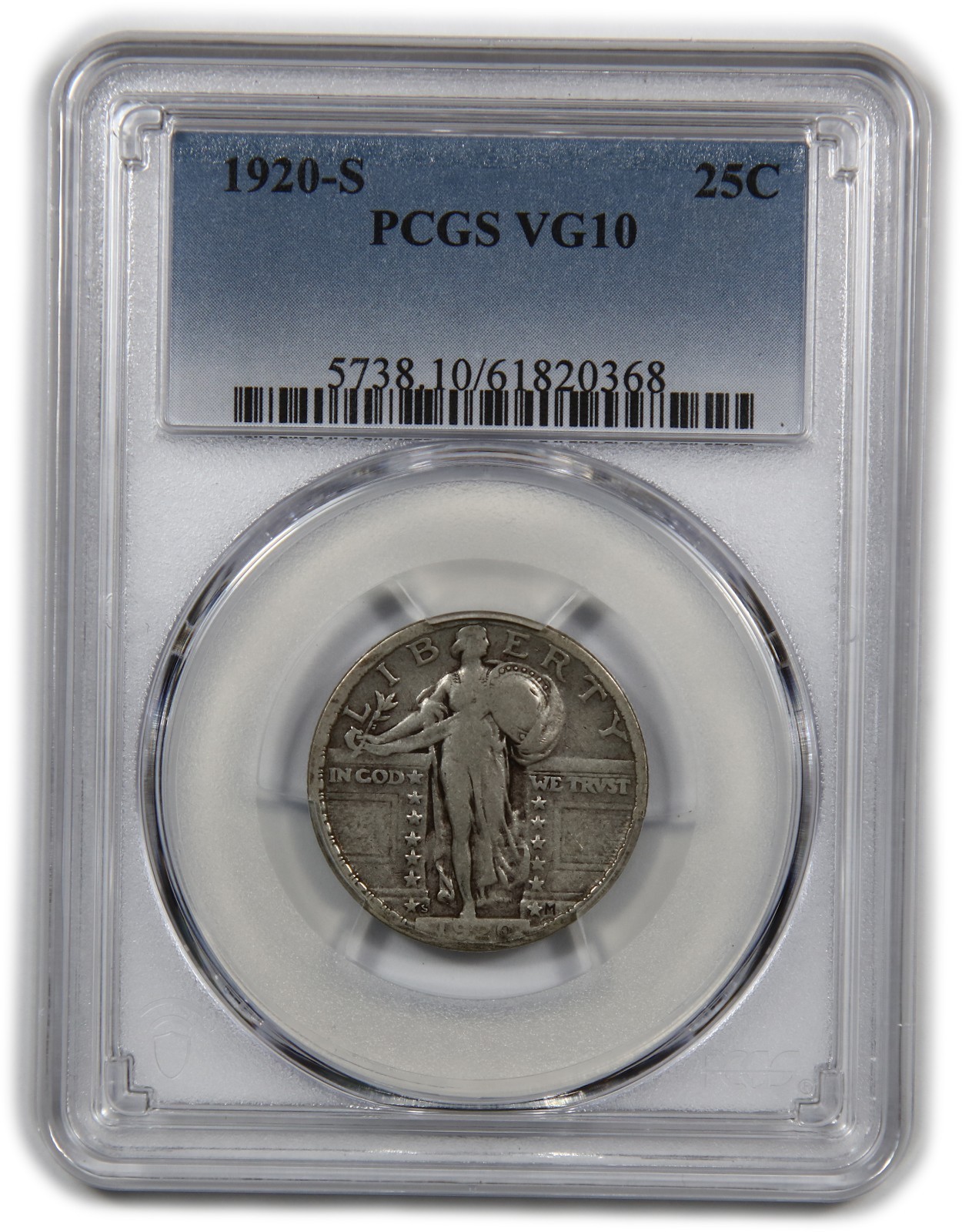 1920 S PCGS VG10 - Silver Standing Liberty Quarter 25C US Coin #61543A