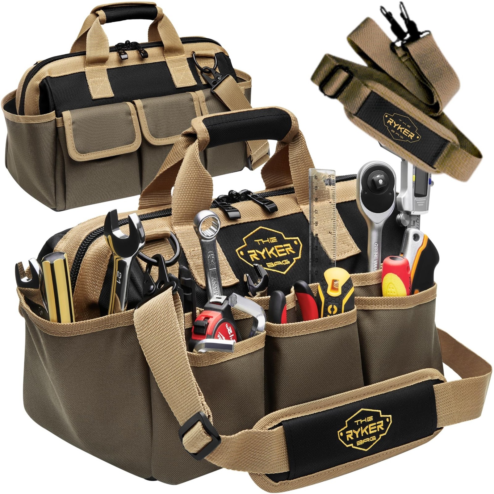 The Ryker Heavy Duty Tool Bags for Men/Women. 14 Inch Small Wide Mouth Mechan...
