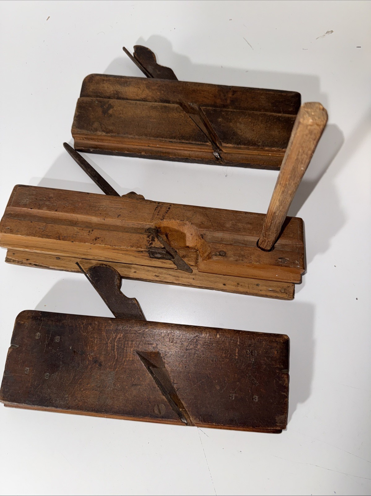 LOT OF 3 VARIOUS PROFILE VINTAGE WOOD MOLDING PLANES