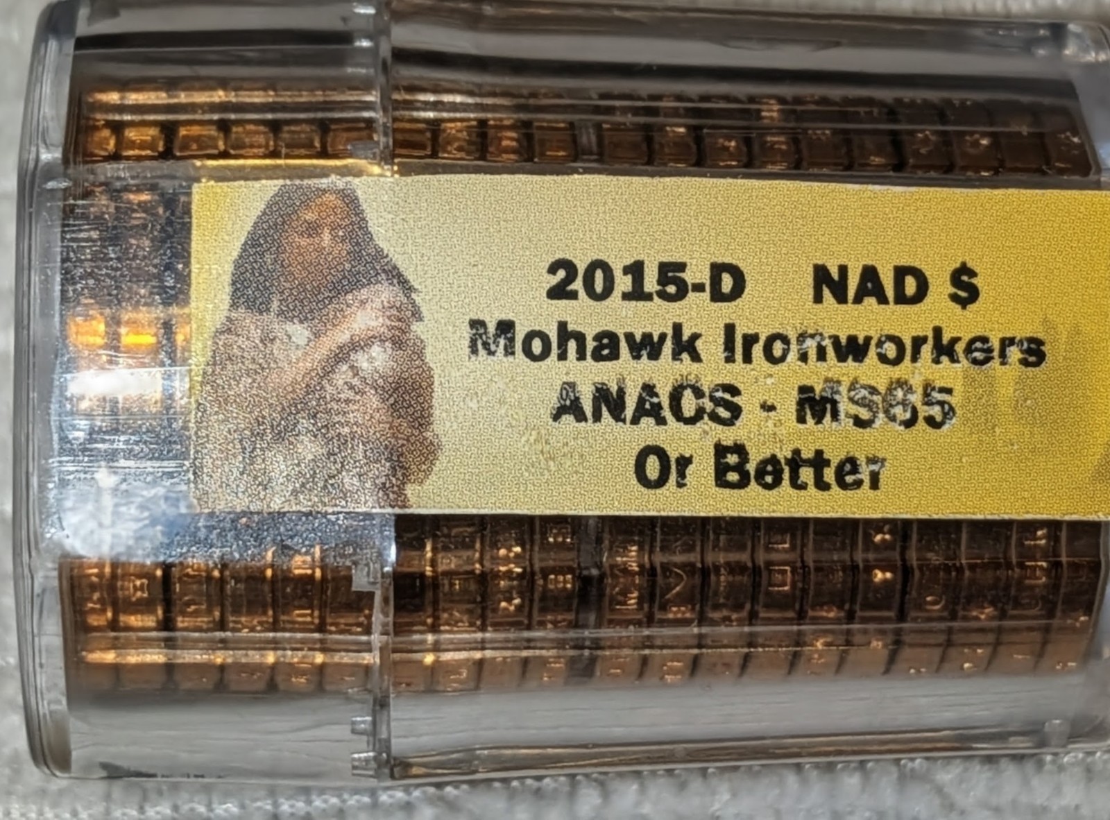 2015-D Native American Mohawk Ironworkers Dollar Coin Roll ANACS MS65 Or Better