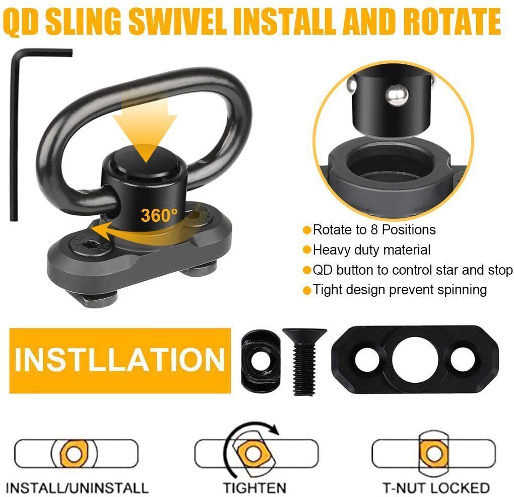 2/4Pcs M-LOK MLOK Quick Release Sling Mount Push Button QD Sling Swivel Adaptor