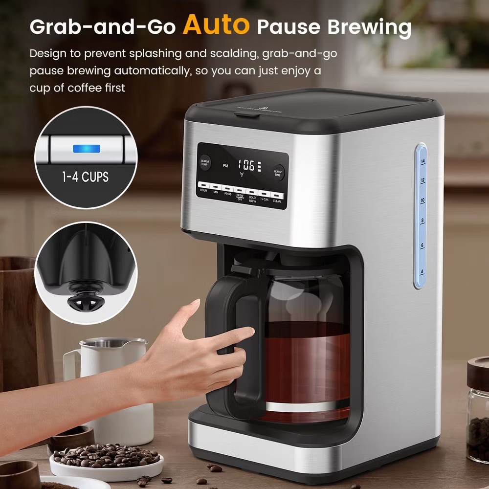 Kismile 14 Cup Drip Coffee Maker, 24-Hour Programmable Drip Coffee Machine, Bold