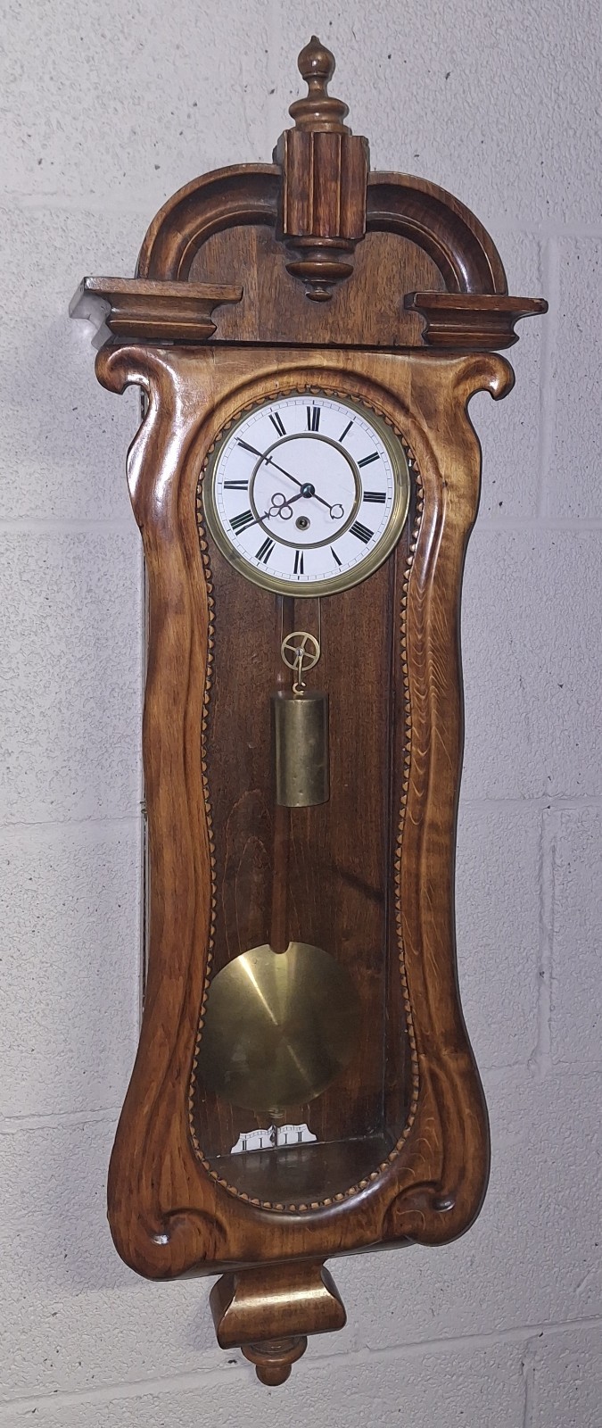 Antique One Weight Wall Clock Vienna Regulator Working Fine Walnut Case