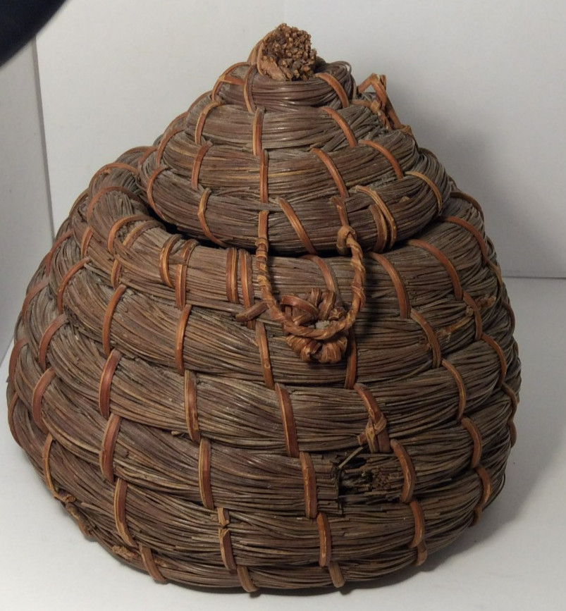 Handmade Pine Straw Basket Bee Hive Style With Closure