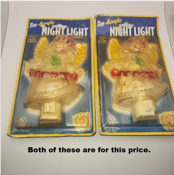 2-St Nicks Choice, Night Lights, Ice Acrylic Angel, On/Off Switch, 80s Christmas