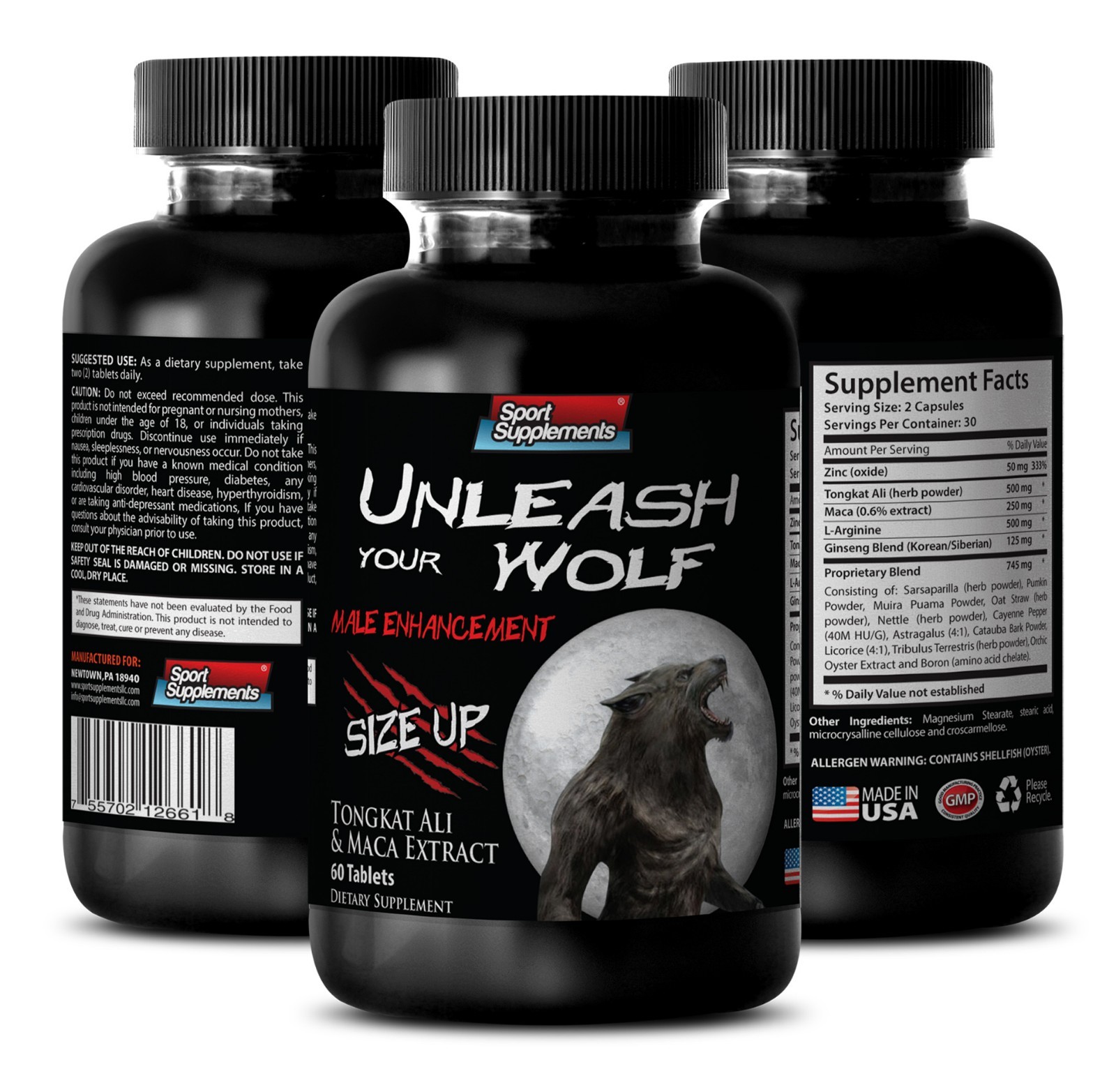 Male Performance Formula – UNLEASH YOUR WOLF – With Fenugreek Extract 1Bot 60Cap
