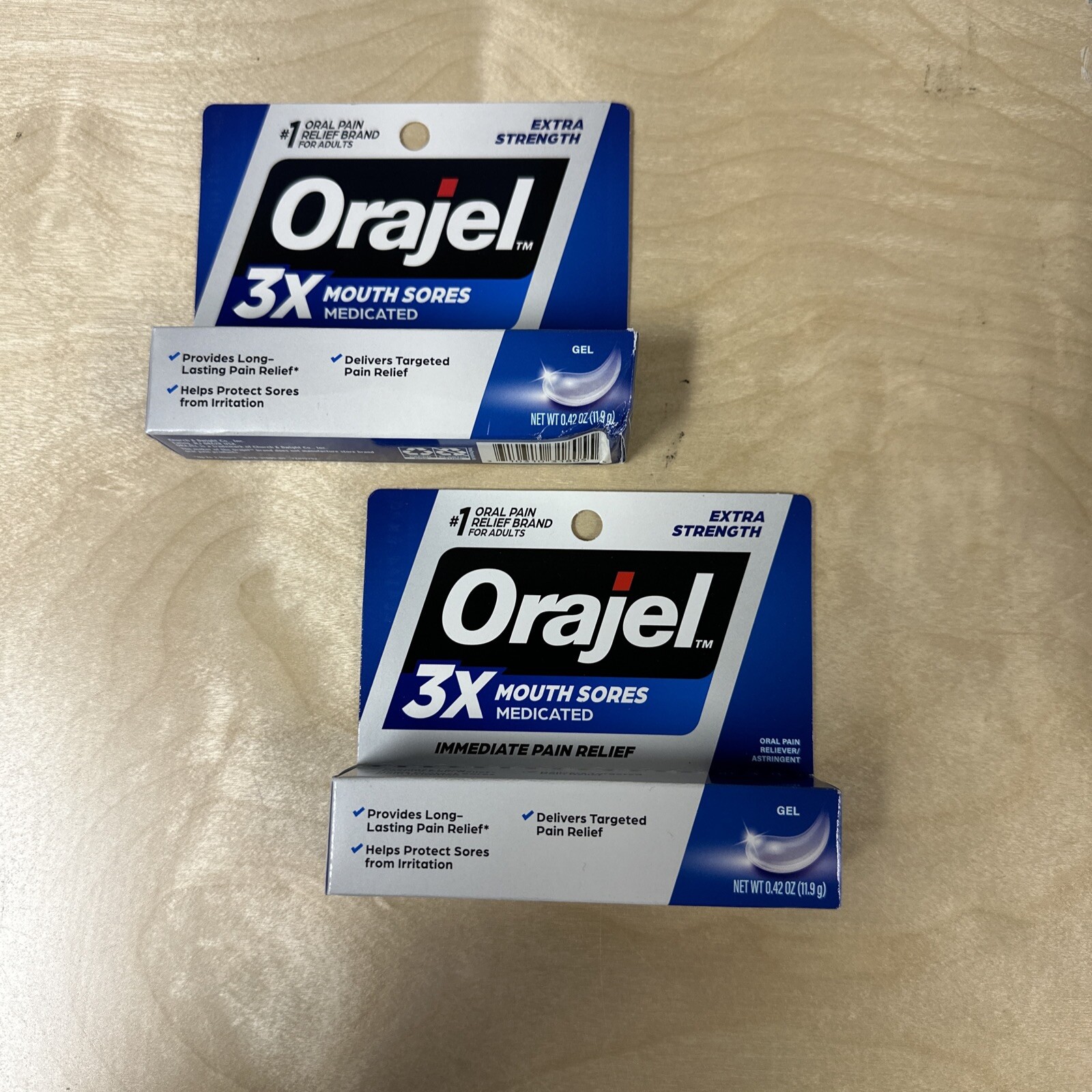 2- Orajel 3X for Mouth Sores Maximum Strength Pain Relief  Gel Tube 0.42 Ounce