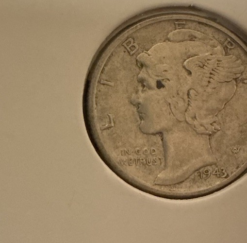 1943 Mercury Dime “IN COD WE TRUST” Mint Error 90% Silver Full Bands