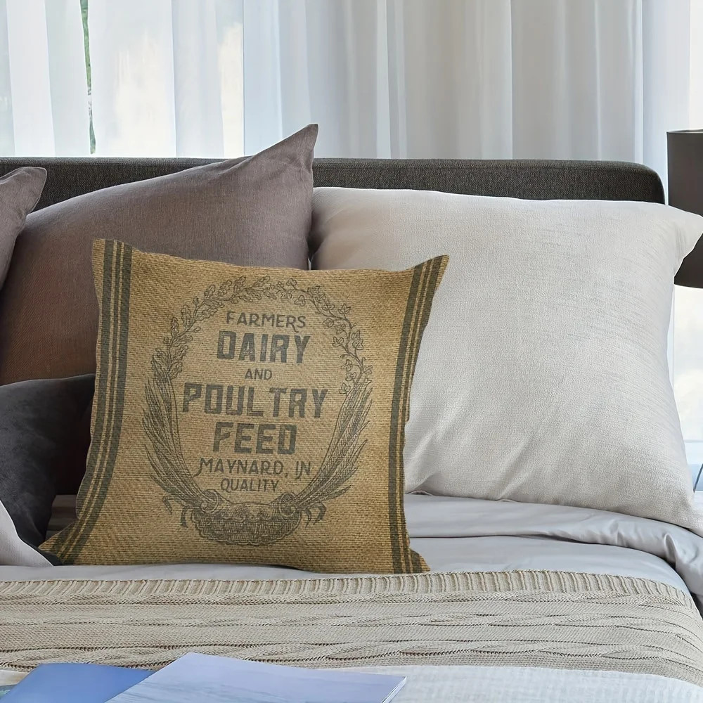Rustic Farmers Dairy Print Throw Pillow - Perfect for Vintage Home Decor - Soft,