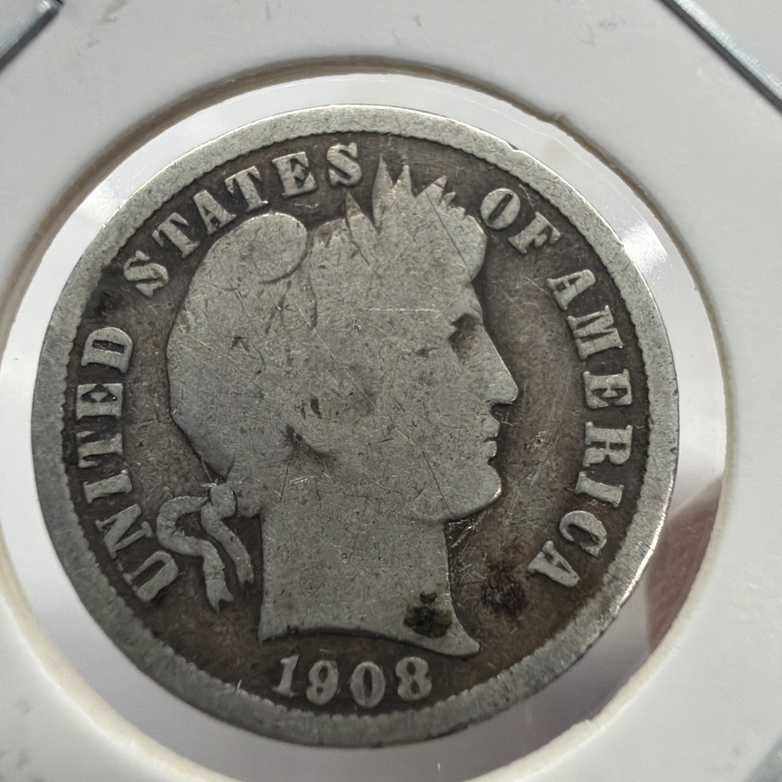 1908 Barber Liberty Head Dime 90% silver Actual coin