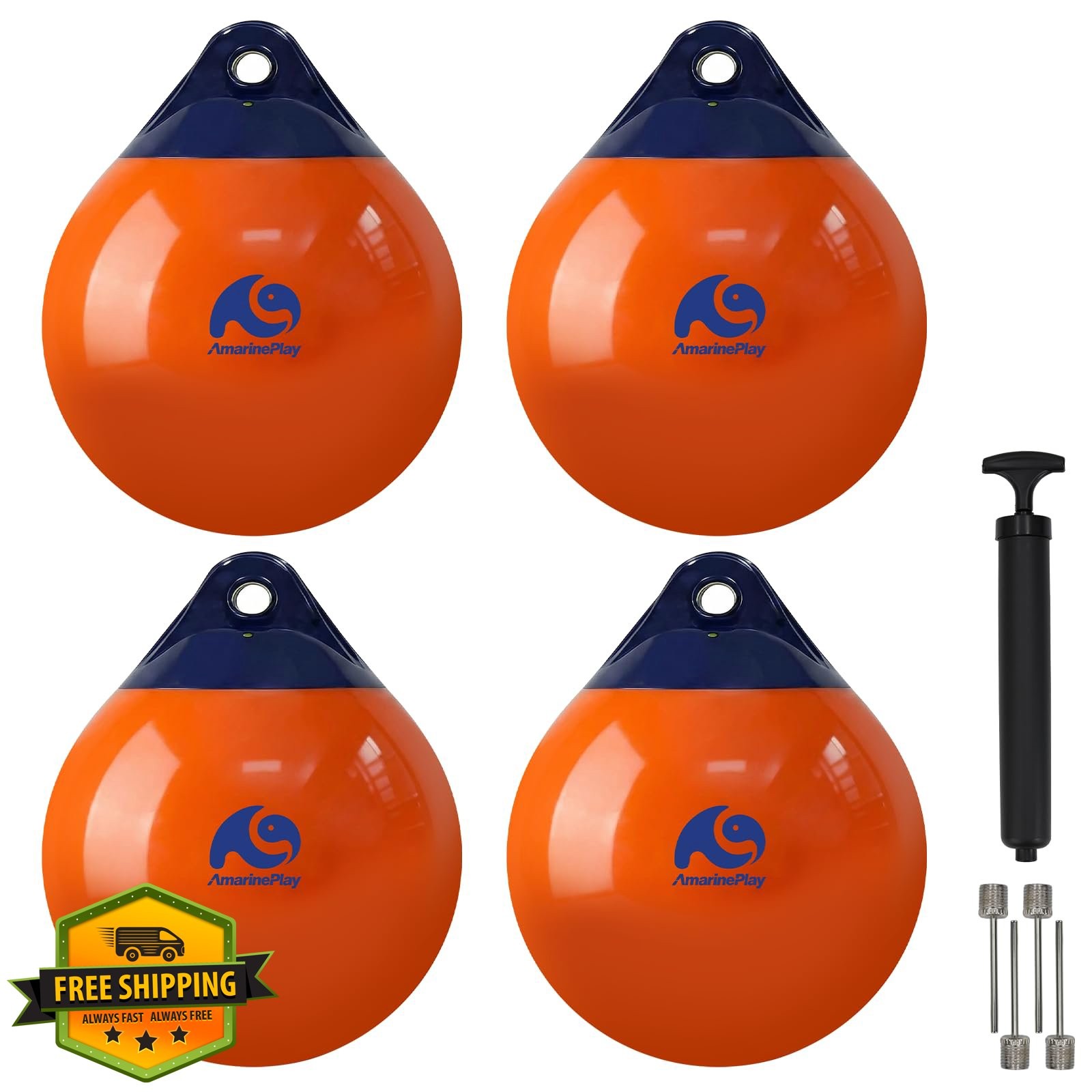 AmarinePlay Boat Buoy Ball 12 Inch Orange-4PK