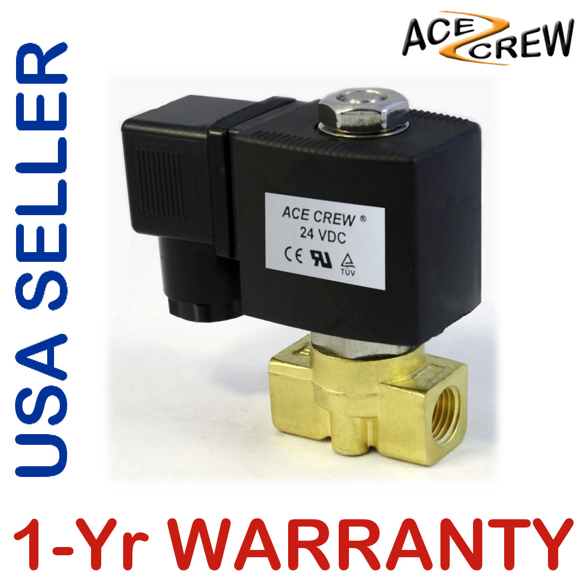 VITON 1/4 inch 24V DC VDC Brass Solenoid Valve NPT Gas Water Air Normally Closed