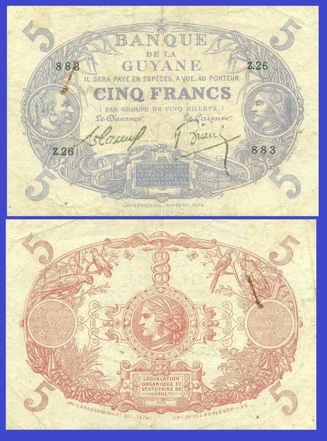 French Guiana 5 francs 1933  / - Copy