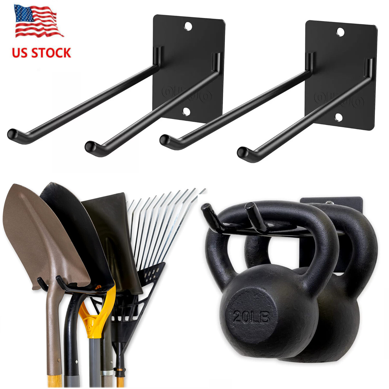 Garage Storage Organizer Wall Mount Garden Tools Rack Heavy Duty Storage Hanger