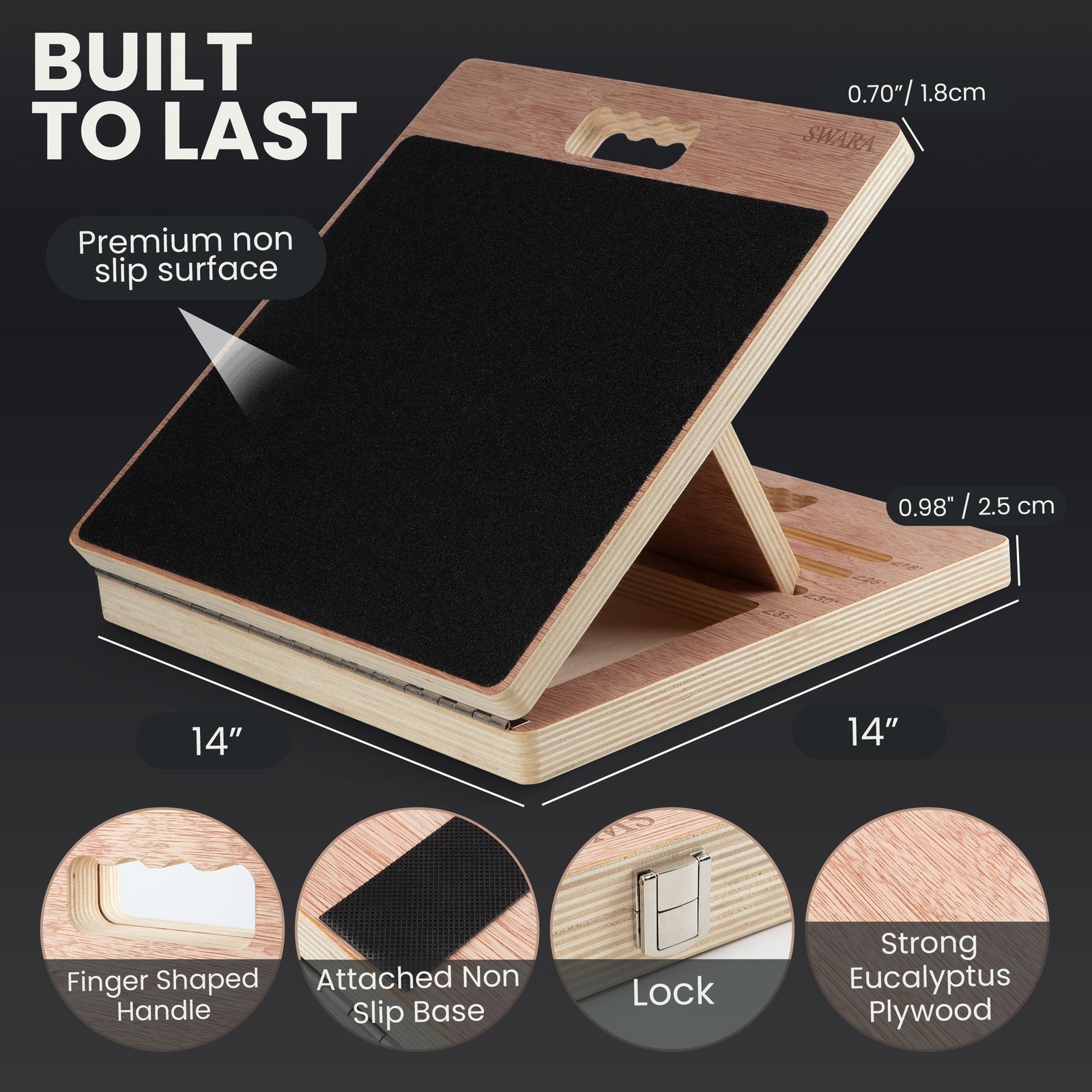 14″ Wide Professional Portable Eucalyptus Slant Board, thicker bottom board, ...
