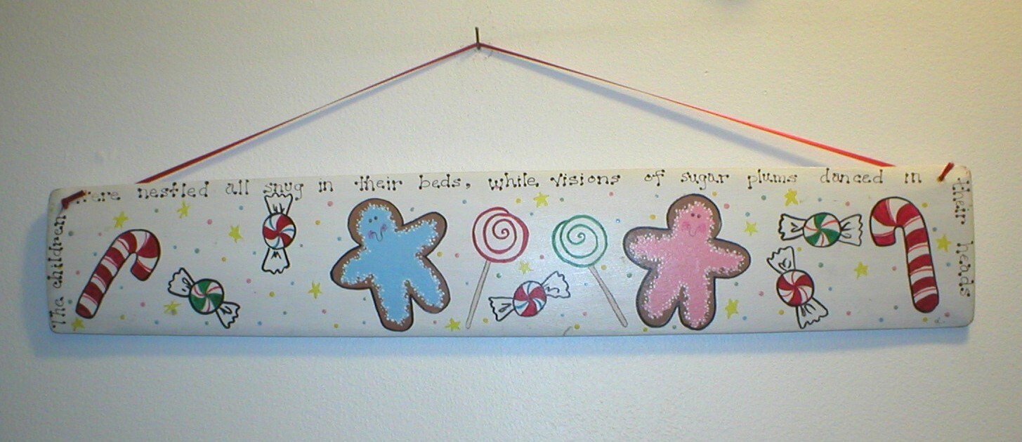 CHRISTMAS SIGN CHILDREN NESTLED SNUG IN THEIR BEDS HANDPAINTED 22" SOLD AS IS