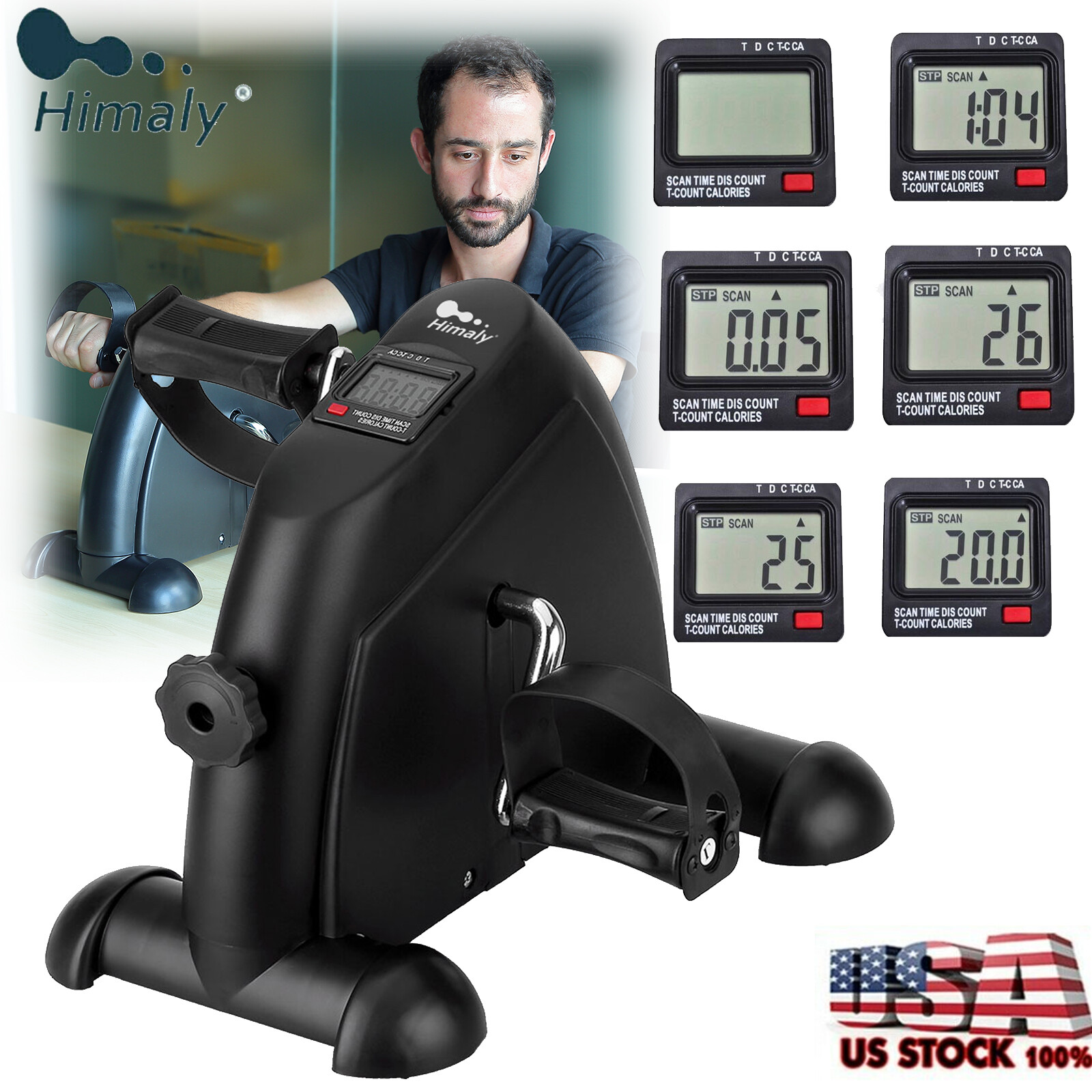 Himly Mini Pedal Exerciser,Under Desk Pedal Exercise Bike For Arm Leg exercise