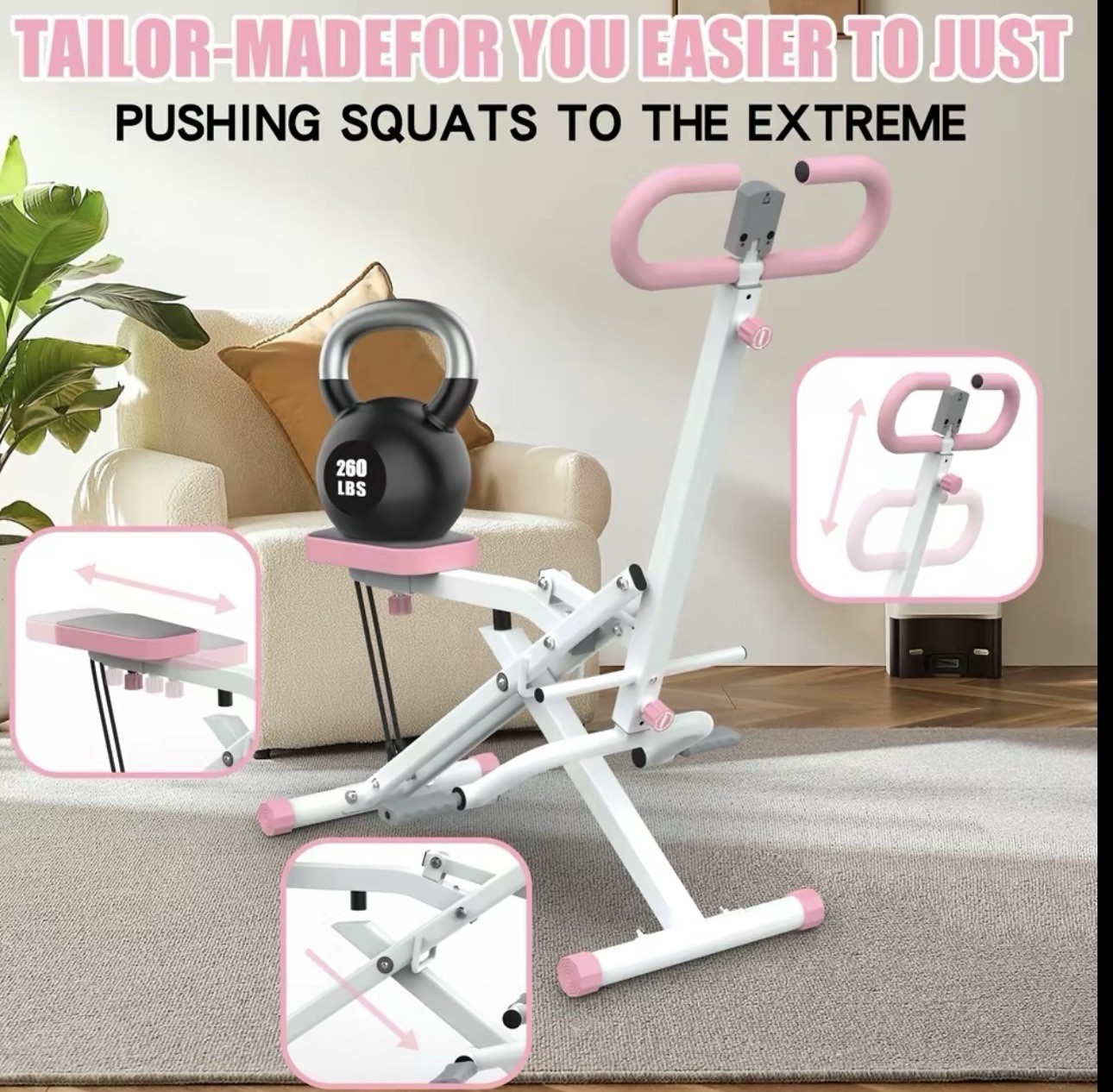 Squat Machine For Home, Assist Trainer For Glutes Workout Foldable